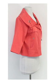 Current Boutique-Sandro - Coral Cotton Zip Up Drawstring Jacket Sz S
