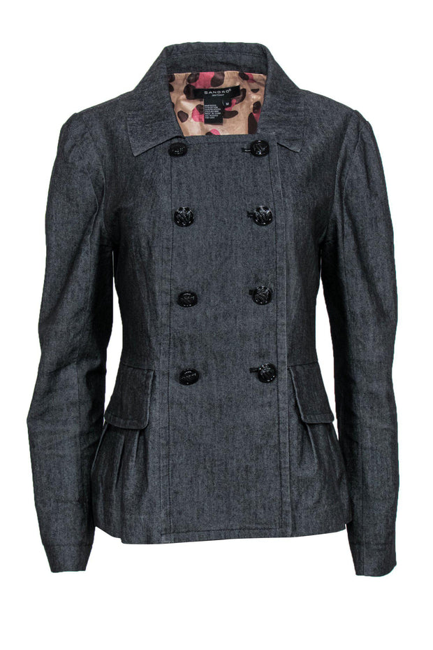 Current Boutique-Sandro - Dark Gray Double Breasted Peacoat Sz M