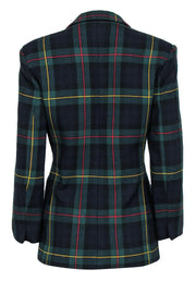Current Boutique-Sandro - Dark Green Plaid Double Breasted Blazer Sz 4