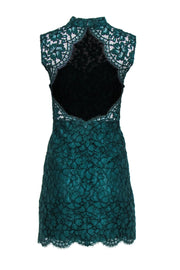 Current Boutique-Sandro - Forest Green Lace Sheath Dress w/ Open Back Sz 4
