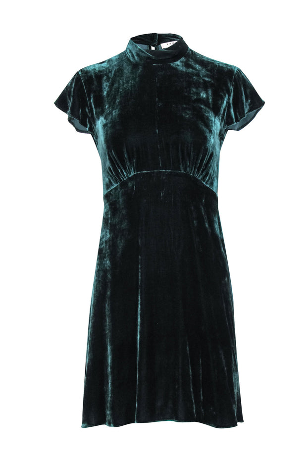 Current Boutique-Sandro - Green Velvet Pleated Mini Dress Sz 1