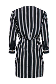 Current Boutique-Sandro - Grey & White Striped Button-Up Long Sleeve Shirt Dress Sz S