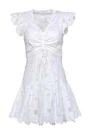 Current Boutique-Sandro - Ivory Floral Lace Fit & Flare Mini Short Sleeve Dress Sz XS