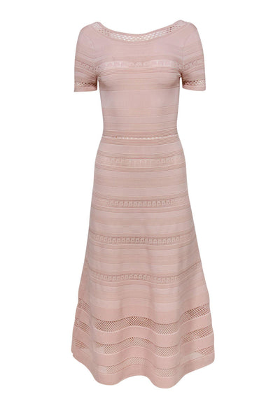 Current Boutique-Sandro - Light Pink Short Sleeve Knit A-Line Maxi Dress Sz 2