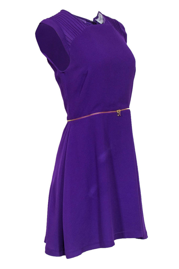 Current Boutique-Sandro - Purple Zipper-Waist Flared Dress Sz 2