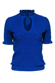 Current Boutique-Sandro - Royal Blue Short Sleeved Knit Top Sz S