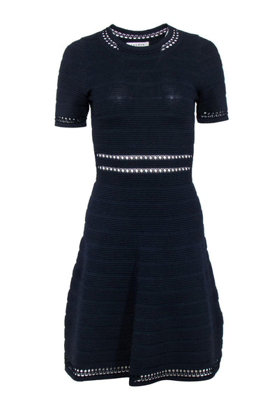 Current Boutique-Sandro - Textured Navy Knit A-Line Dress Sz M