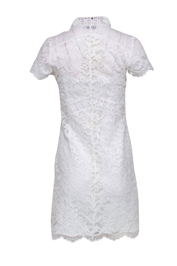 Current Boutique-Sandro - White Lace Cap Sleeve Sheath Dress Sz 2