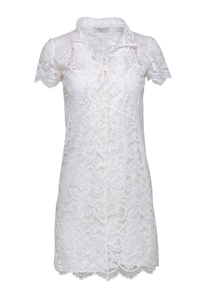 Current Boutique-Sandro - White Lace Cap Sleeve Sheath Dress Sz 2