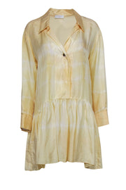 Current Boutique-Sandro - Yellow Silk Drop Waist Long Sleeve Dress Sz M
