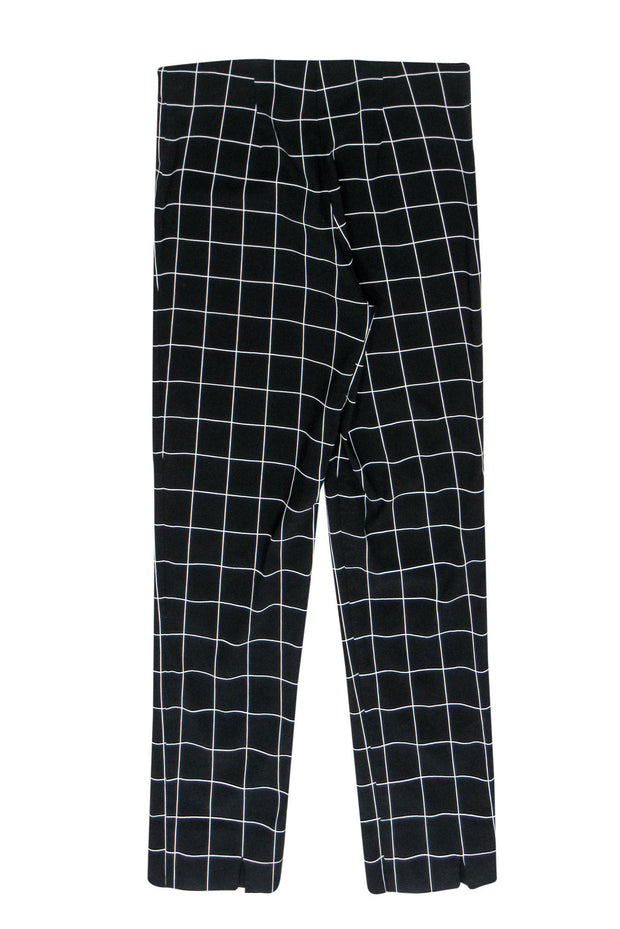 Current Boutique-Sara Campbell - Black & White Windowpane Print Tapered Trousers Sz M