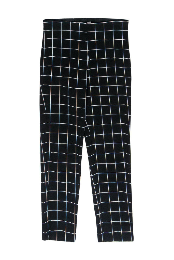 Sara Campbell - Black & White Windowpane Print Tapered Trousers Sz M