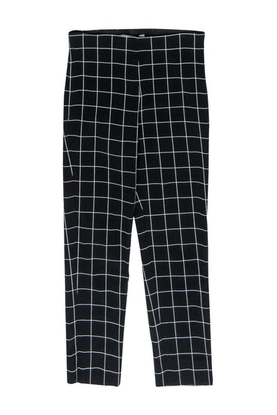 Current Boutique-Sara Campbell - Black & White Windowpane Print Tapered Trousers Sz M