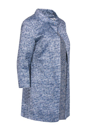 Current Boutique-Sara Campbell - Blue & Metallic Silver Tweed Jacket w/ Jewel Sz 8