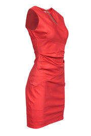 Current Boutique-Sara Campbell - Bright Coral Linen Blend Sheath Dress Sz 0