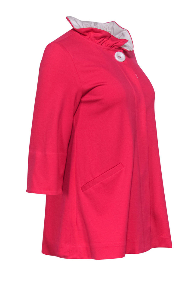 Current Boutique-Sara Campbell - Hot Pink Button-Up Jacket w/ Ruffle Collar Sz XS