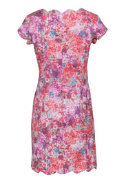 Current Boutique-Sara Campbell - Multi-Floral Woven Sheath Dress w/ Scalloped Edges Sz S