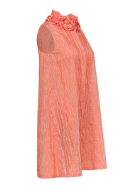 Current Boutique-Sara Campbell - Orange Gingham A-Line Cotton Shirtdress w/ Ruffle Collar Sz S