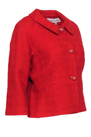 Current Boutique-Sara Campbell - Red Tweed Quarter Sleeve Button-Up Jacket Sz 10