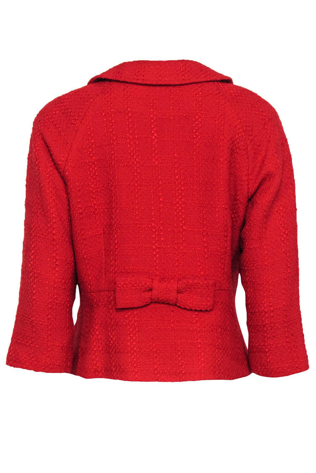 Current Boutique-Sara Campbell - Red Tweed Quarter Sleeve Button-Up Jacket Sz 10