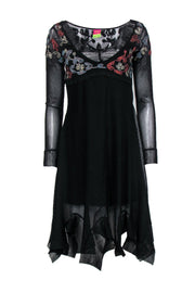 Current Boutique-Save the Queen - Black Empire-Waisted Pleated Dress w/ Embroidery Sz S