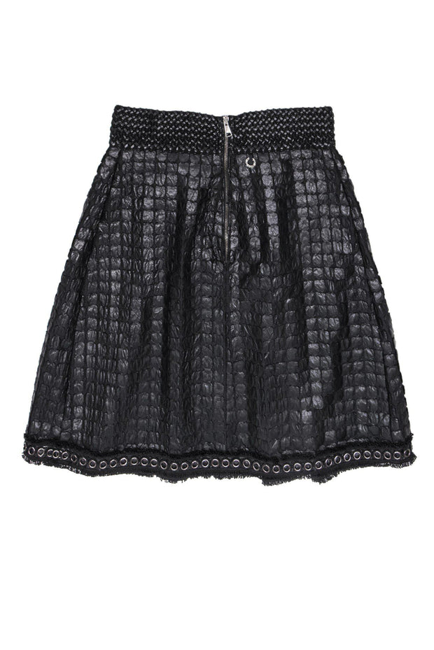 Current Boutique-Save the Queen - Black Vegan Leather Skirt w/ Grommet Hem Sz L