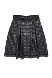 Current Boutique-Save the Queen - Black Vegan Leather Skirt w/ Grommet Hem Sz L