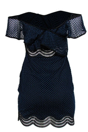 Current Boutique-Saylor - Navy & Black Scalloped Netted Sheath Dress Sz XS
