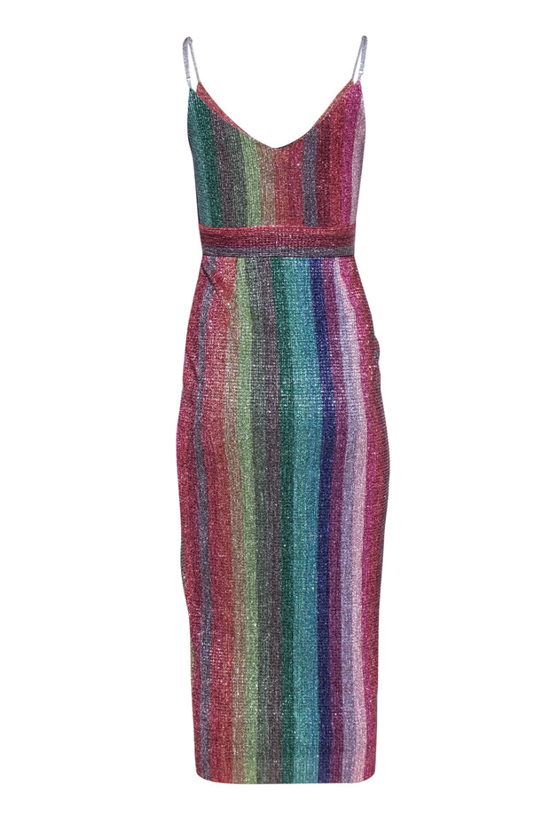 Current Boutique-Saylor - Rainbow Sparkly Striped Sleeveless Maxi Dress Sz XS