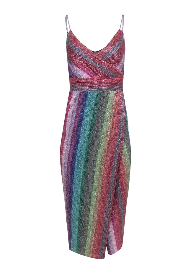 Current Boutique-Saylor - Rainbow Sparkly Striped Sleeveless Maxi Dress Sz XS