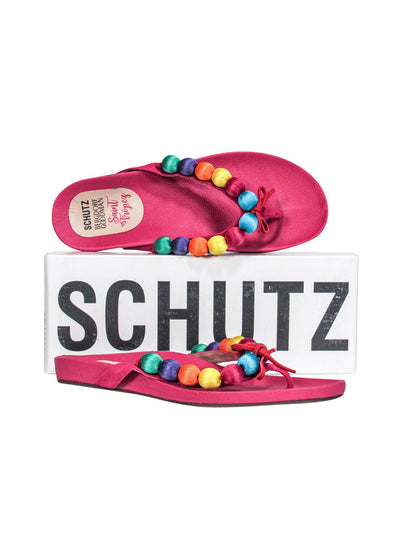 Current Boutique-Schutz - Hot Pink Thong Sandals w/ Multicolored Baubles Sz 10