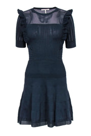 Current Boutique-Scotch and Soda - Navy Ribbed Knit Short Sleeve Dress w/ Ruffles Sz XS