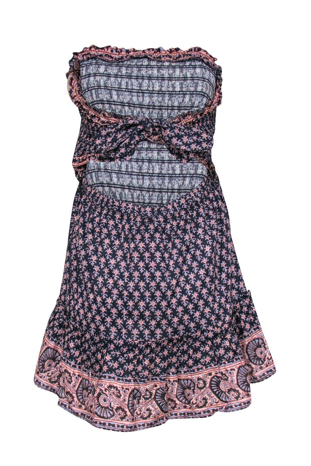 Current Boutique-Sea NY - Blue & Pink Paisley Strapless Tie Back Cover Up Dress Sz L