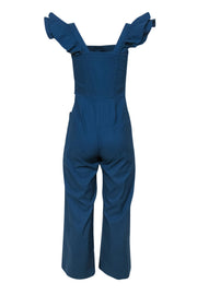 Current Boutique-Sea NY - Blue Ruffled Shoulder Wide-Leg Jumpsuit Sz 2