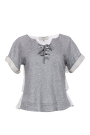 Current Boutique-Sea NY - Grey Short Sleeve Sweatshirt w/ Ruffle Eyelet Back Sz S