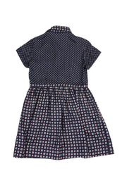 Current Boutique-Sea NY - Navy & Floral Short Sleeve Silk Dress Sz 0