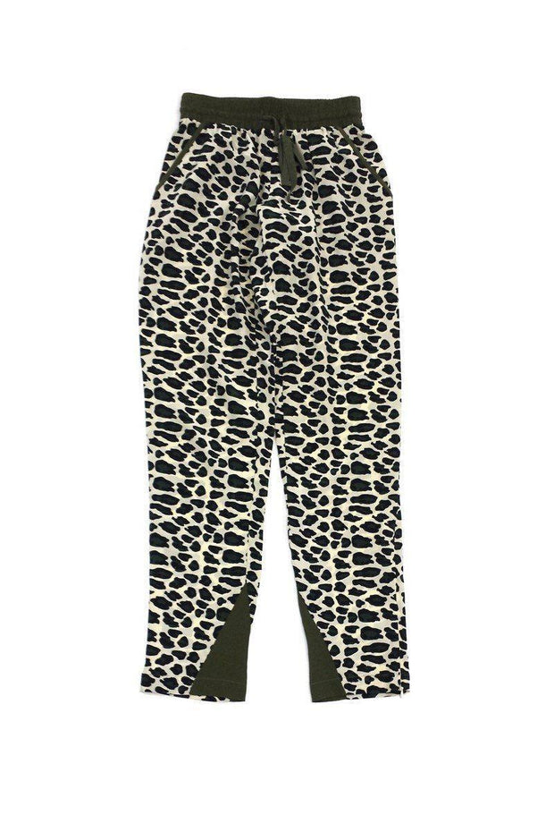 Current Boutique-Sea NY - Tan & Green Leopard Print Silk Pants Sz 0