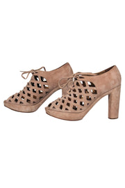 Current Boutique-See by Chloe - Beige Suede Lattice Cutout Heels Sz 9