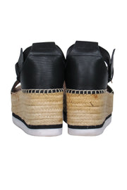 Current Boutique-See by Chloe - Black Leather Espadrille Flatform Sandals Sz 8