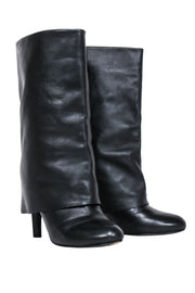 Current Boutique-See by Chloe – Black Leather Fold Over Boots Sz 8.5