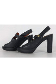 Current Boutique-See by Chloe - Black Leather Peep Toe Pumps Sz 8