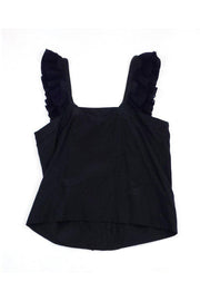 Current Boutique-See by Chloe - Black & Navy Silk Sleeveless Ruffle Top Sz 2
