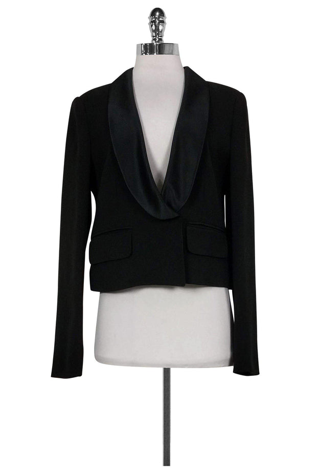 Current Boutique-See by Chloe - Black Satin Collar Jacket Sz 8