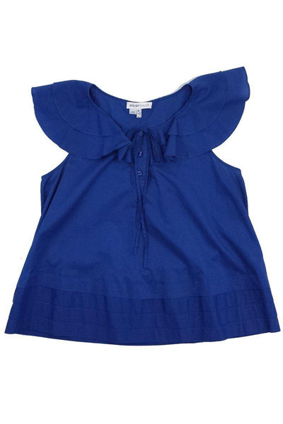 Current Boutique-See by Chloe - Blue Cotton Ruffle Top Sz 4