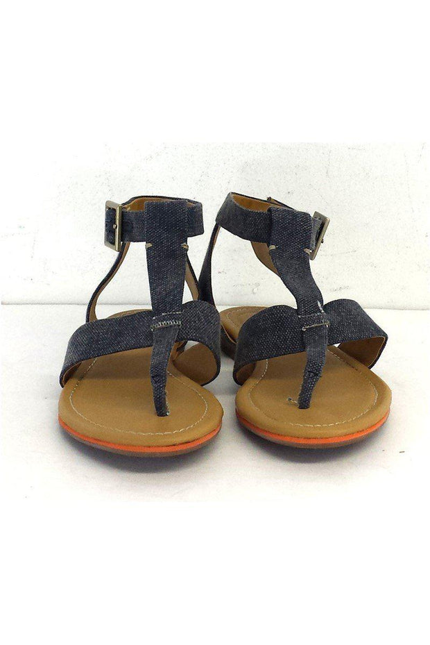 Current Boutique-See by Chloe - Blue Denim Flat Leather Sandals Sz 6