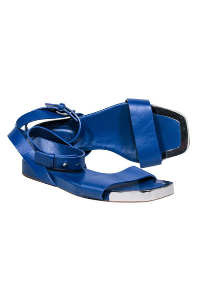 Current Boutique-See by Chloe - Blue Leather Ankle Wrap Square Toe Sandals Sz 6