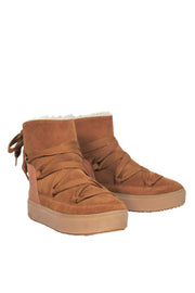 Current Boutique-See by Chloe - Brown Suede Shearling-Lined Moccasin Lace-Up-Style Boots Sz 9
