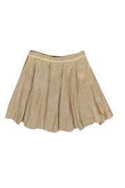 Current Boutique-See by Chloe - Gold Metallic Linen Pleated Skirt w/ Pockets Sz 4
