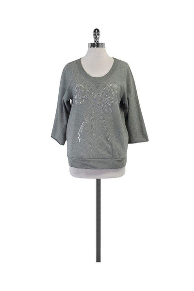 Current Boutique-See by Chloe - Grey Cotton Rhinestone Bow Sweatshirt Sz 8