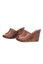 Current Boutique-See by Chloe - Light Brown Leather Clog-Style Wedges Sz 6